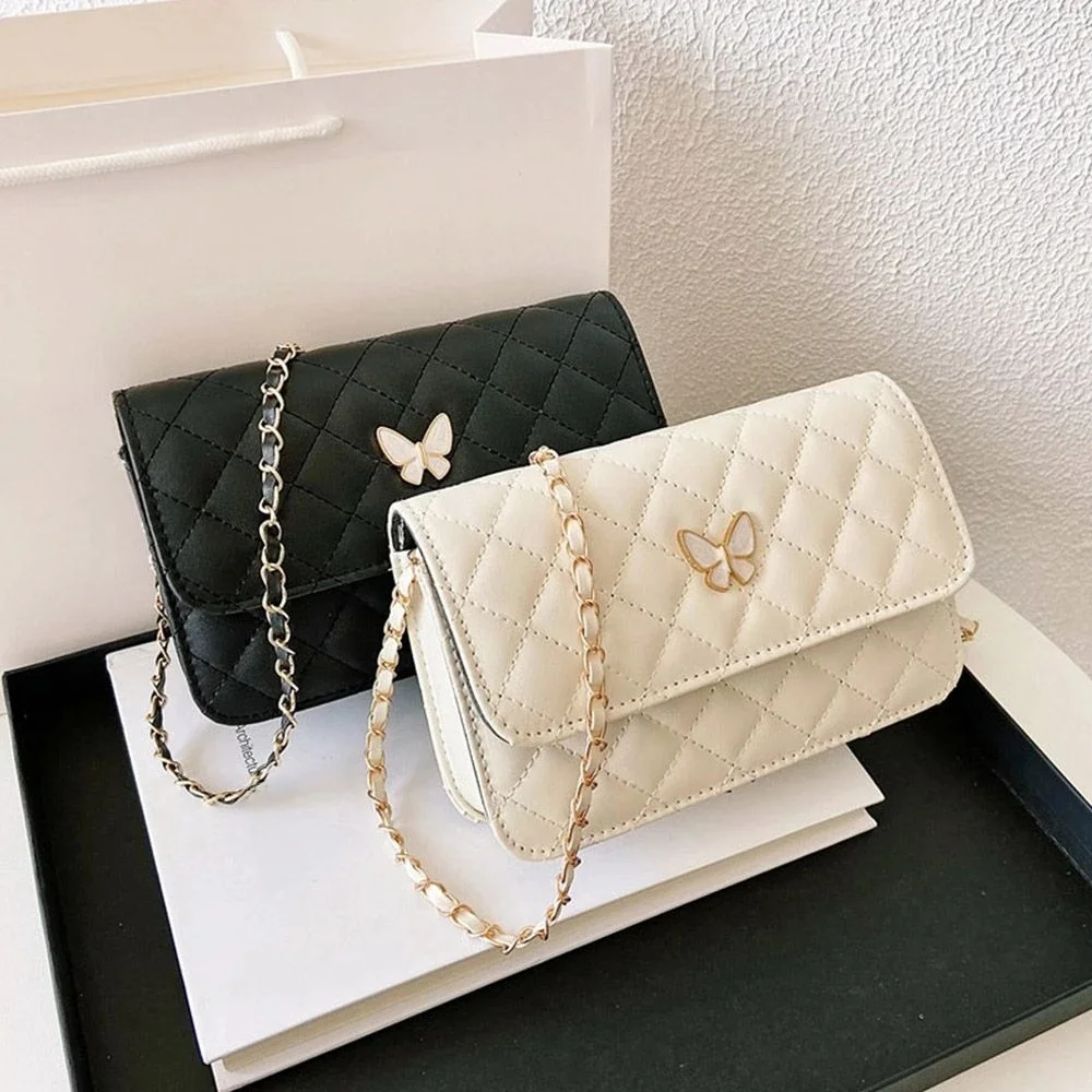 Torba na ramię ze skóry PU w stylu klasycznym wzór w romby torba na łańcuszku kobiety modna torba na ramię na cały mecz Mini torby w stylu koreańskim — zdjęcie 2
