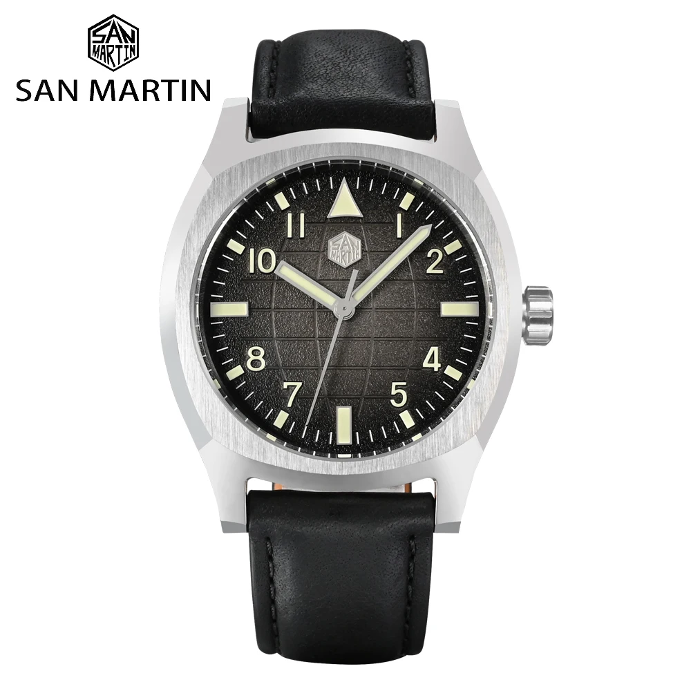 San Martin Design Men Luxury Watch 38mm Vintage Sport PT5000 Steel Automatic Mechanical Watches Waterproof 10Bar Luminous SN0026