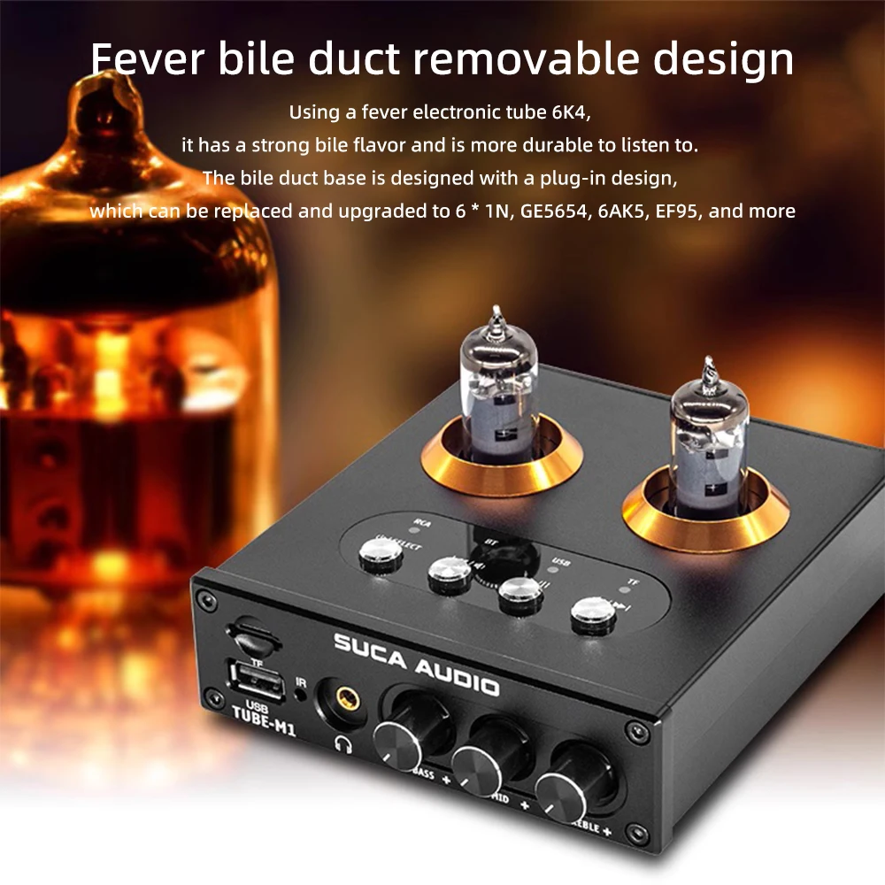 Suka-Mini مكبر صوت أنبوب بلوتوث HiFi ، مكبر صوت سماعة الرأس ، NE5532 ، قرص U ، RCA ، مدخل USB ، جهاز تحكم عن بعد ، 6K4 ، M1