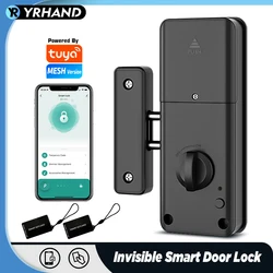 YRHAND Tuya 앱 스마트 잠금 장치, 13.56hz IC 카드, 나무 문짝 블루투스 잠금 장치, 전자 문짝 잠금 장치, 드릴 없음, 실내 쉬운 설치