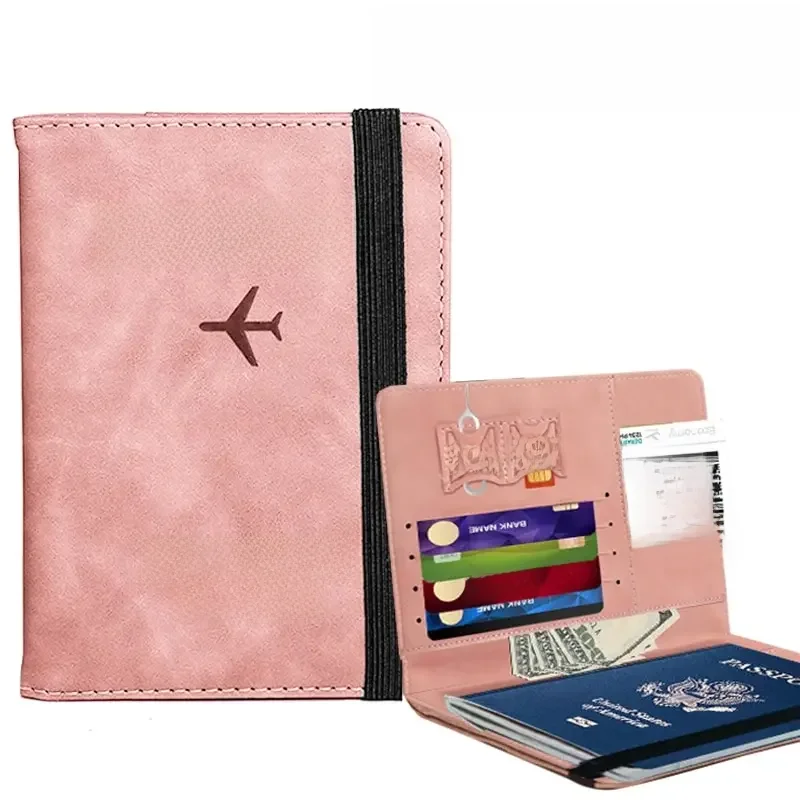 Portfel na paszport z RFID, etui na karty z PU skóry, futerał na paszport, niezbędnik podróżny do zagraniczy dla kobiet, mężczyzn i rodziny na wakacje. — zdjęcie 2