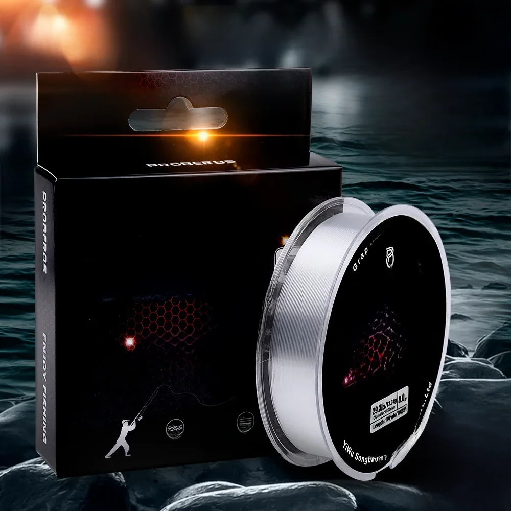 PROBEROS 100M ligne de pêche à revêtement fluorocarbone 2.2LB-29.3LB ligne de Leader Monofilament en Fiber de carbone ligne de pêche à la carpe