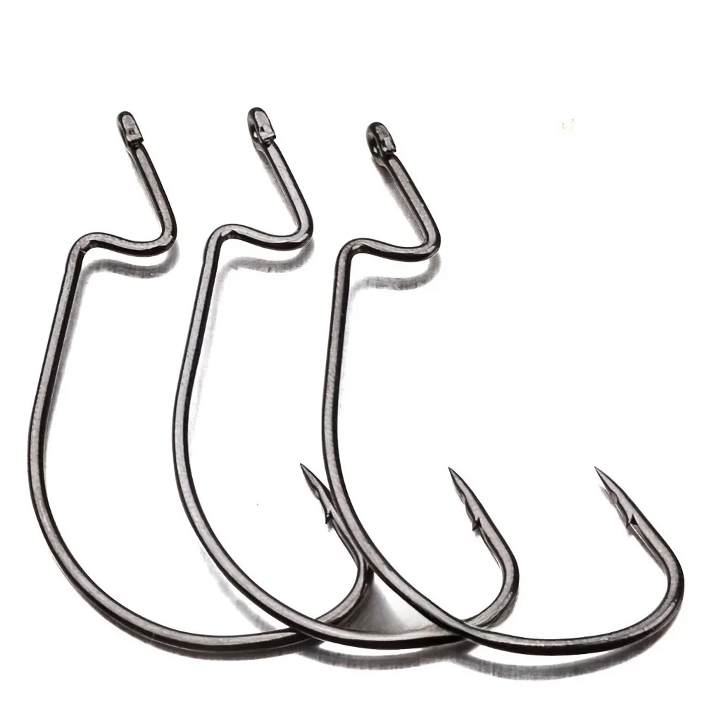 10 sztuk/partia hak połowów crankhook dla miękkie robak przynęty Crankbait szeroki brzuch korba haki stalowe szeroki korba Offset Barbed Carp — zdjęcie 2