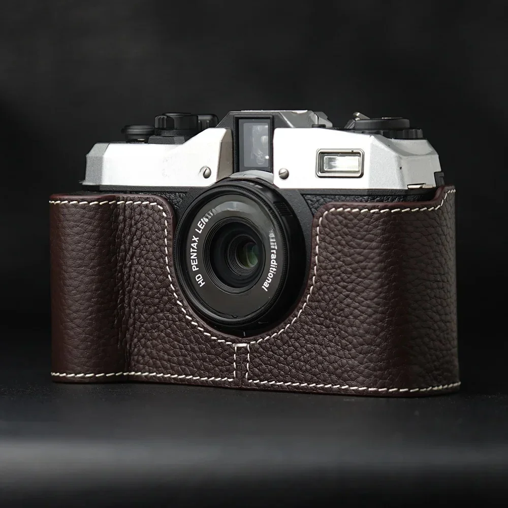 Oryginalne skórzane etui ochronne na aparat filmowy Pentax 17, półetui ochronne z prawdziwej skóry bydlęcej na aparat Pentax 17. — zdjęcie produktu 7