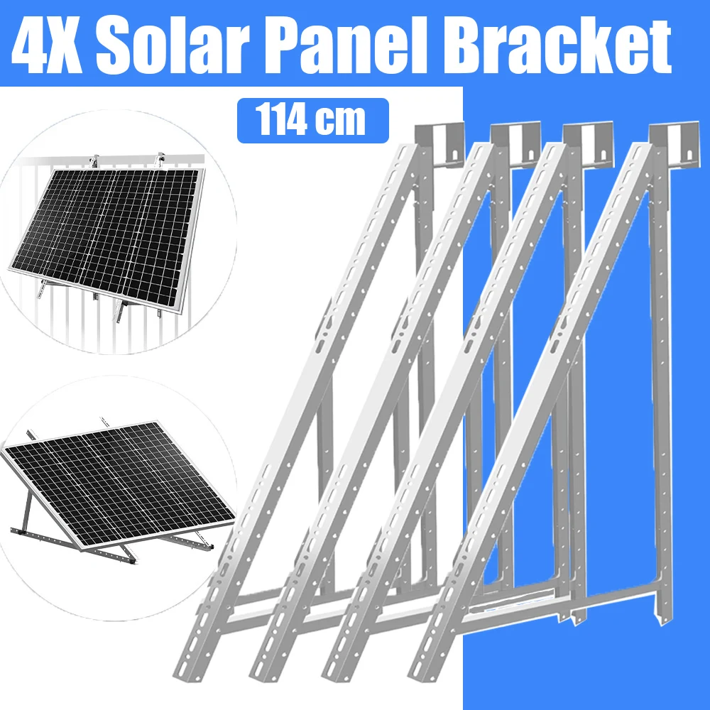 4x zonnepaneelbeugel 114cm platte kop haak voor 2-paneel PV zonnepanelen, bevestiging aan balkonreling, 0-90 graden °     Nut-Set