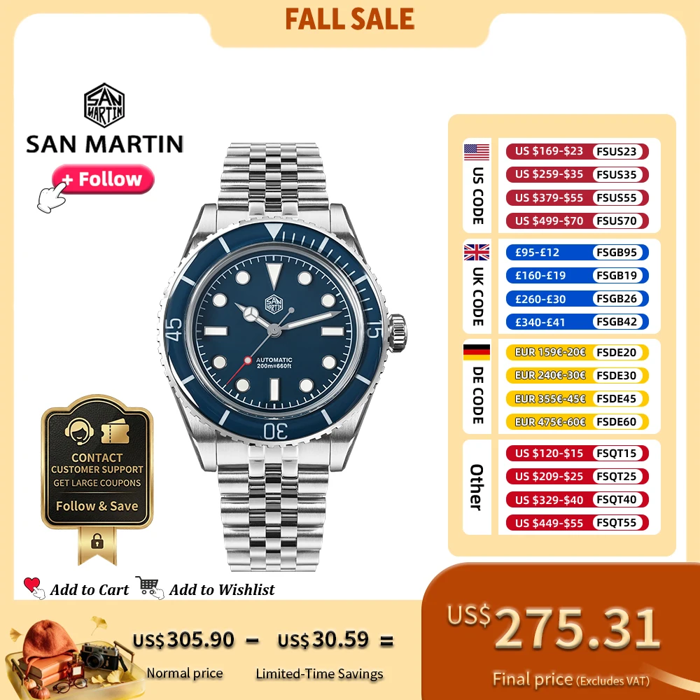 San Martin 40mm Men Dive Watch NH35 Automatic Movement Mechanical Wristwatches Sapphire Crystal Fully Luminous Waterproof 20Bar