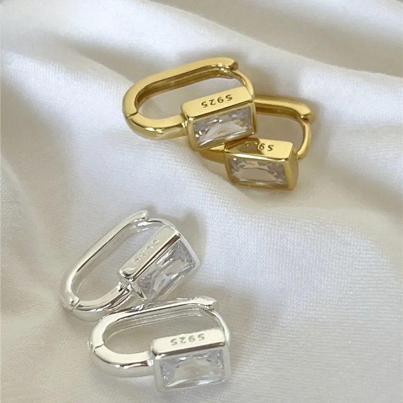 XIYANIKE Minimalistischen Geometrische Weiß Zirkon Ohrringe Für Frauen Mädchen Koreanische Mode Neue