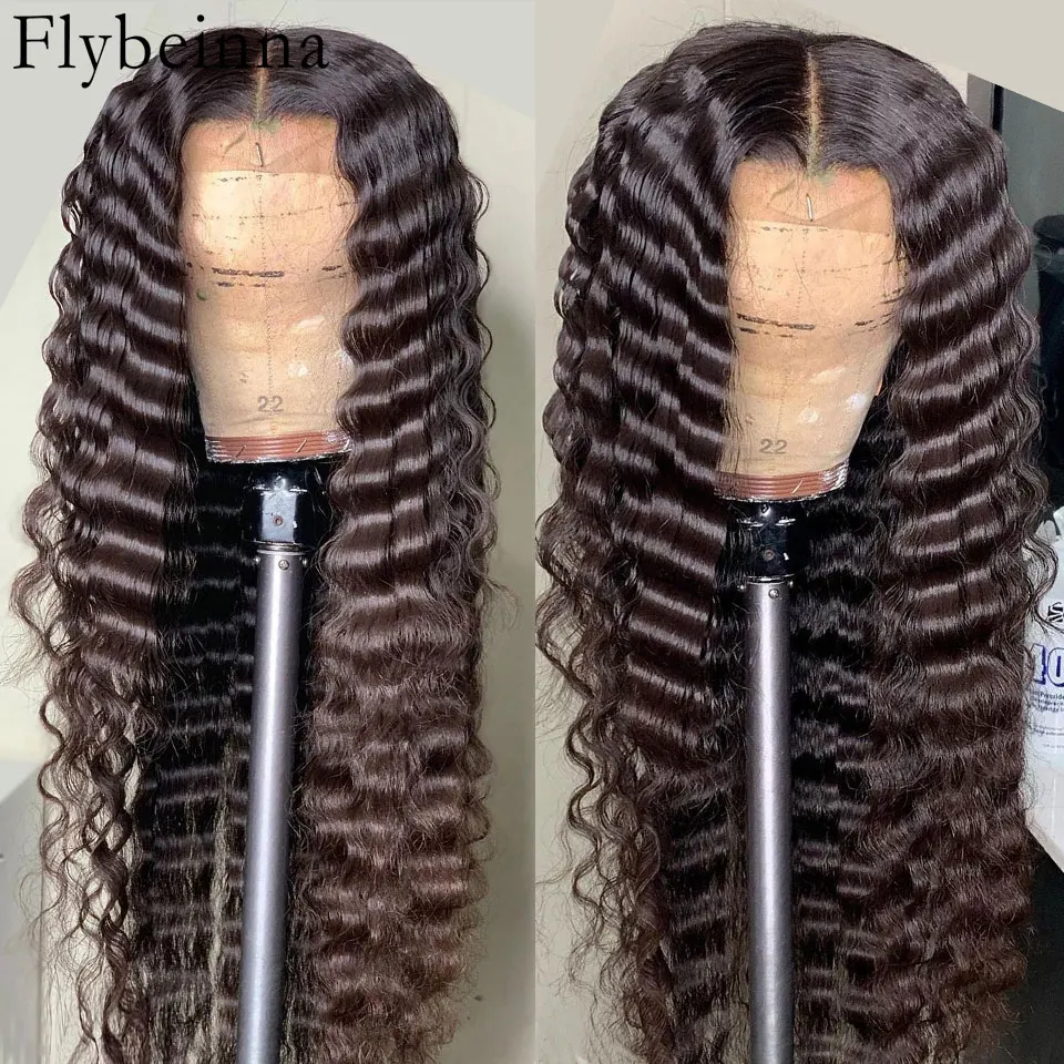 Peruca de cabelo Remy brasileira onda profunda para mulheres, 13x4 Lace Front, cabelo humano, peruca frontal 13x6, peruca de renda transparente, sem cola