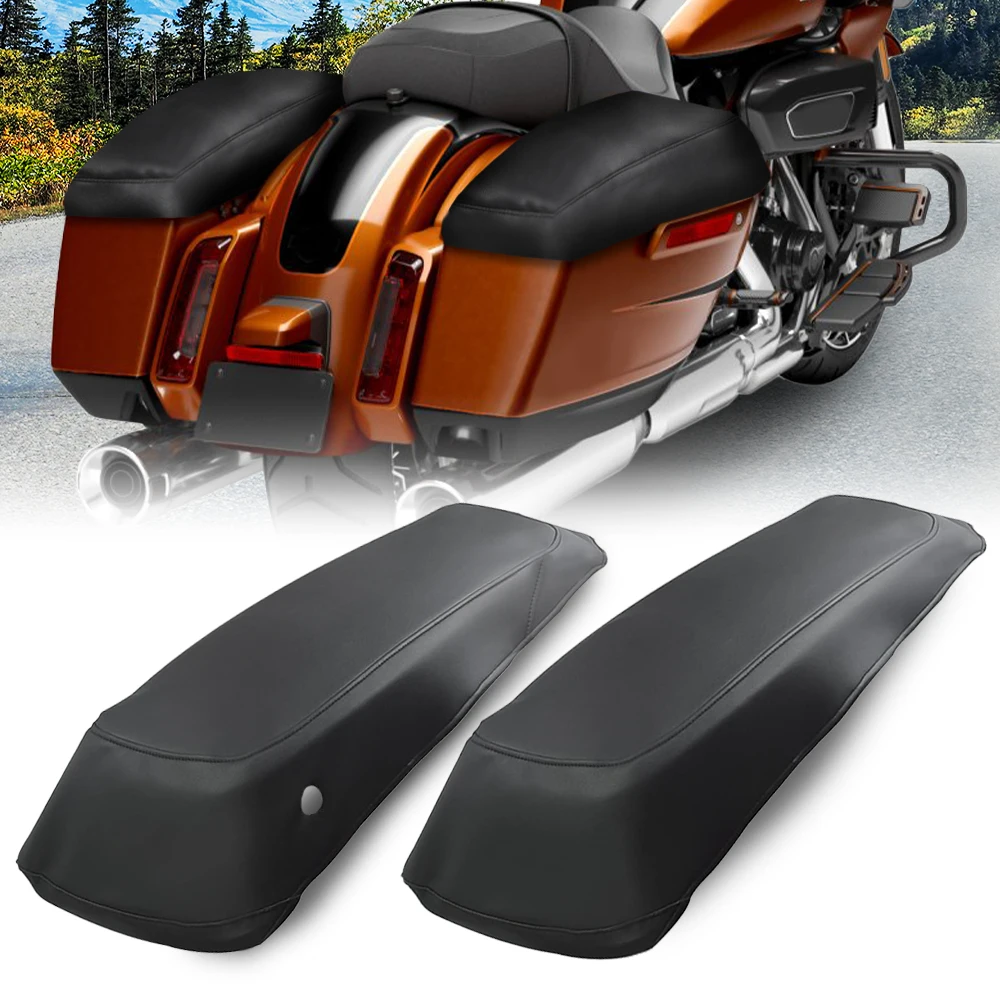 

2Pcs Saddlebag Lids Covers Pu Leather Black Fit for Harley Touring Flh Flt Model 2014-2022 Waterproof Oil Resistant Mud Resistant