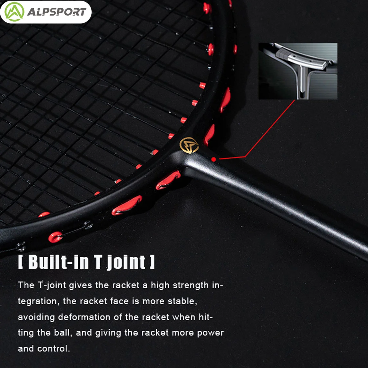 ALPSPORT V5 5U Badminton Racket 75g MAX 30lbs Wave Frame T800 Full Carbon Fiber (with Cable and Grip) Original Import ALP