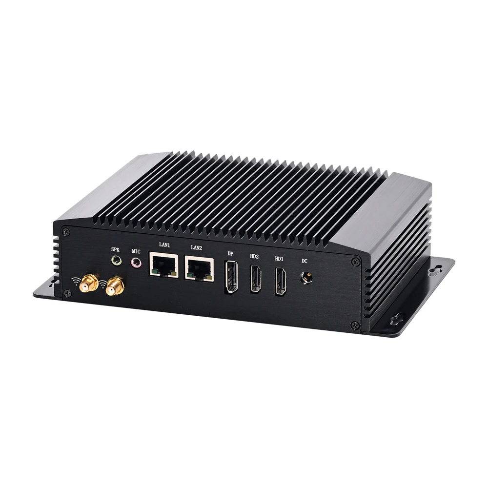 Computador industrial Fanless de HUNSN, IPC, mini PC, Intel N100, IM12, Windows 11 pro ou Linux, Ubuntu, 4USB, 2COM, 2LAN, DP, 2HDMI