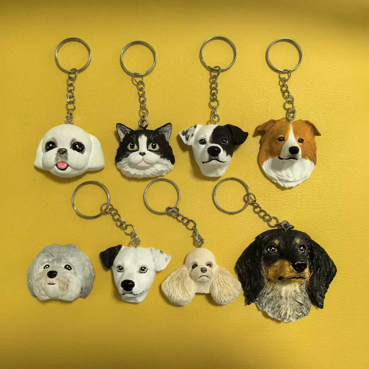 Personalized 3D Pet Plaster Keychain Pet Head Handmade 3D Kitten Puppy Accessory Pet Lover Gift Holiday Gift for Women and Men