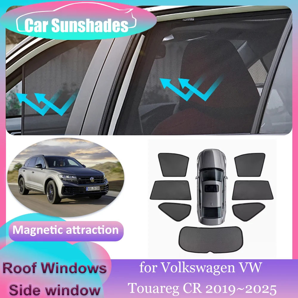 

Автомобильные магнитные солнцезащитные козырьки для Volkswagen VW Touareg CR 2019 ~ 2025, солнцезащитный козырек на крыше, занавеска на лобовое стекло, аксессуары для крыши