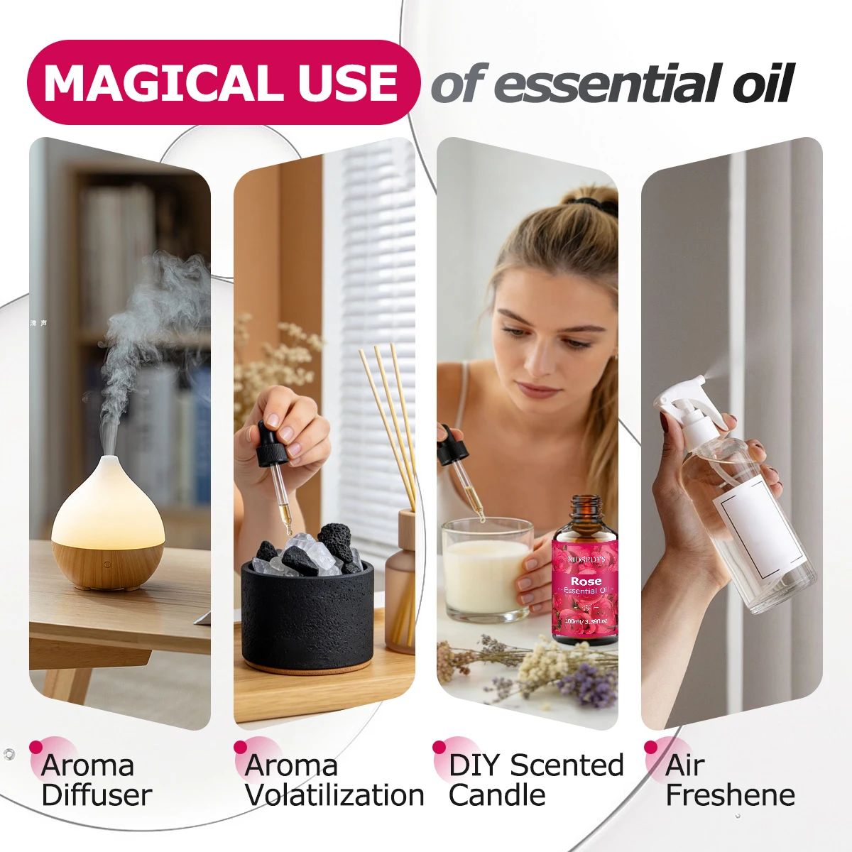 Rosen-Ätherisches Öl, Elegantes Blumenduftöl für Diffusoren, DIY-Duftprodukte & Aromatherapie, Sanftes Romantisches Aroma – Detail 7