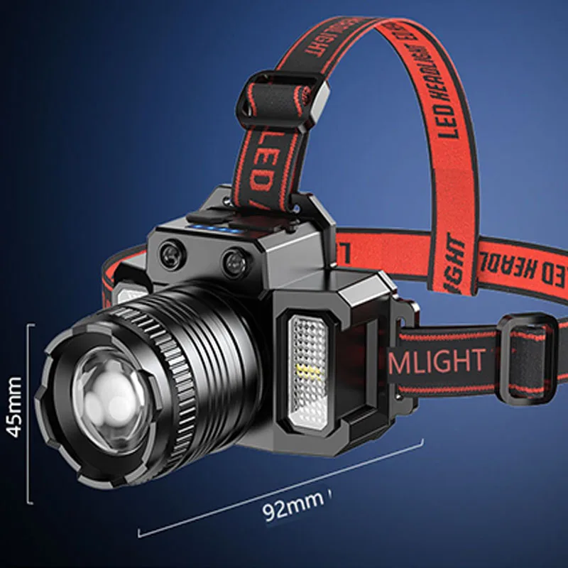 Super Bright LED Headlamp Rechargeable Telescopic Zoomable Headlight Outdoor Waterproof 5 Modes Camping Hunting Fishing Light