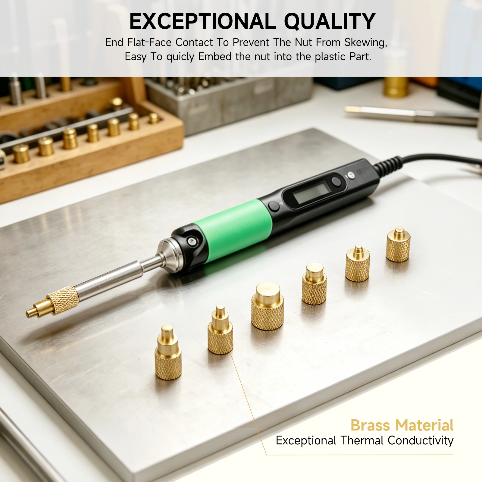 ST Soldering Tips Heat Set Insert Tool Kit, Threaded Brass Inserts M2-M8 for 3D Printing, Compatible TS100 Pinecil Soldering Pen view 6