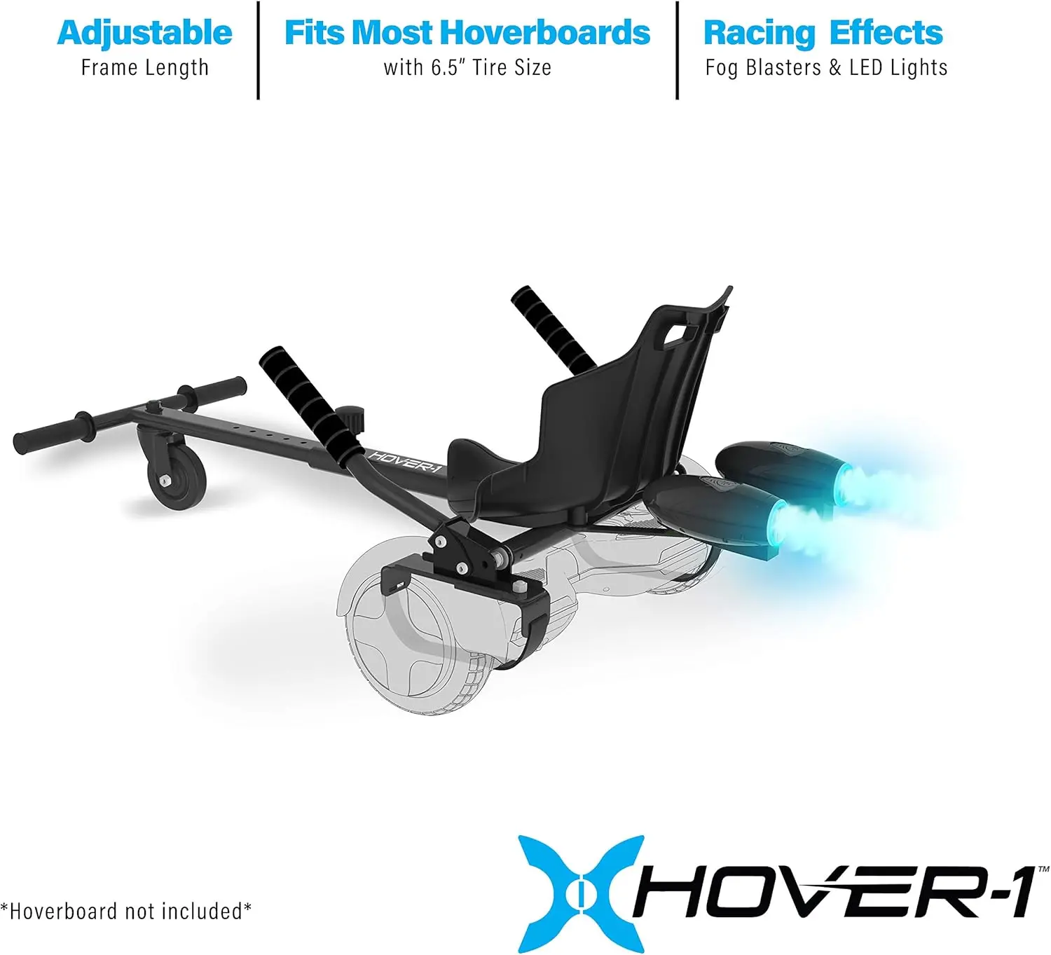 Akcesorium Hover-1 Falcon-1 Buggy |   Światła Turbo LED, kompatybilne ze wszystkimi hoverboardami o rozmiarze 6,5 i 8 cali, sterowanie ręczne za pomocą kół