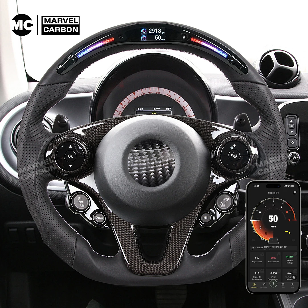 

100% REAL CARBON FIBER STEERING WHEEL COMPATIBLE WITH Benz smart 453