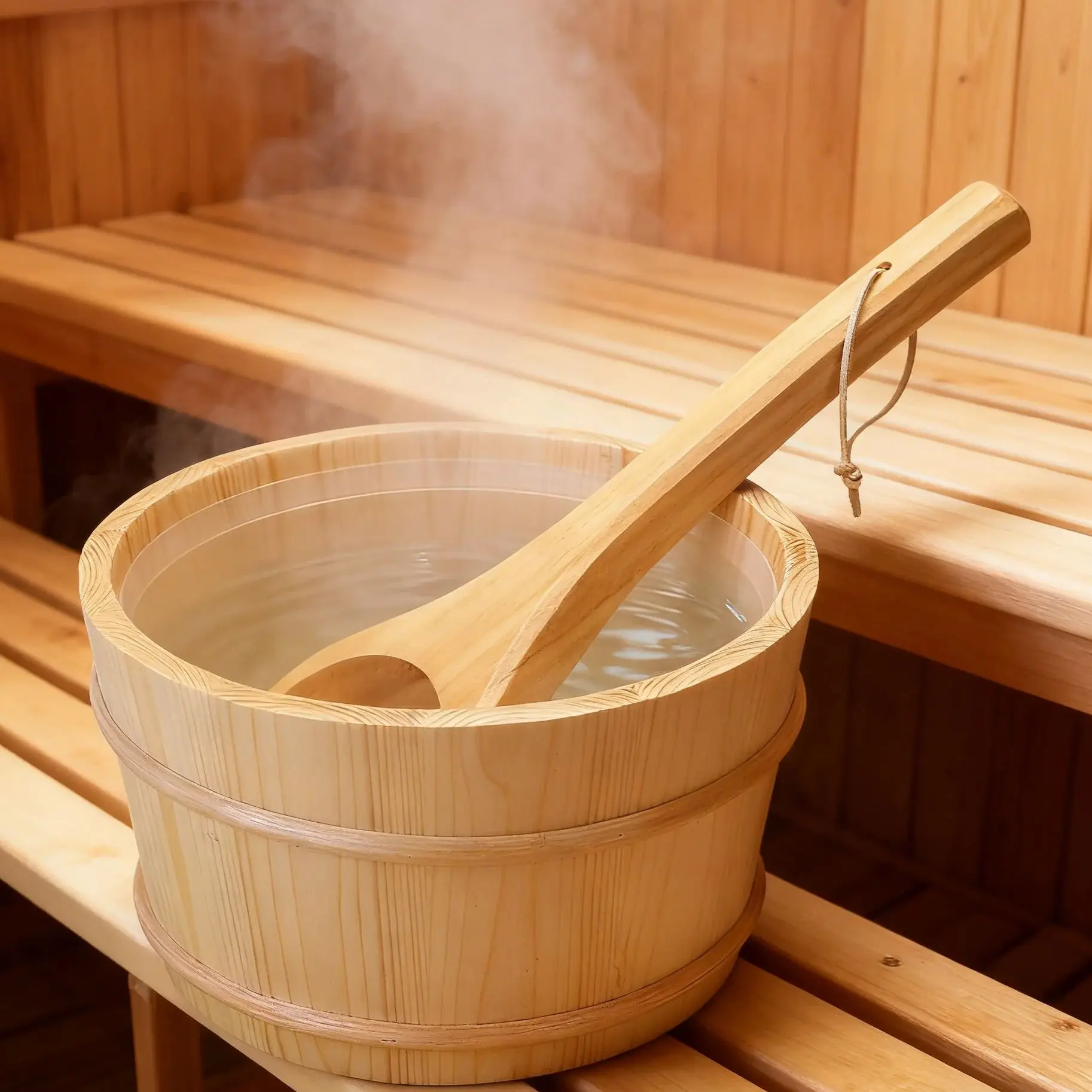 4L Sauna Barrel and Ladle SPA Steaming Bathroom Tool for Bath Sauna Room