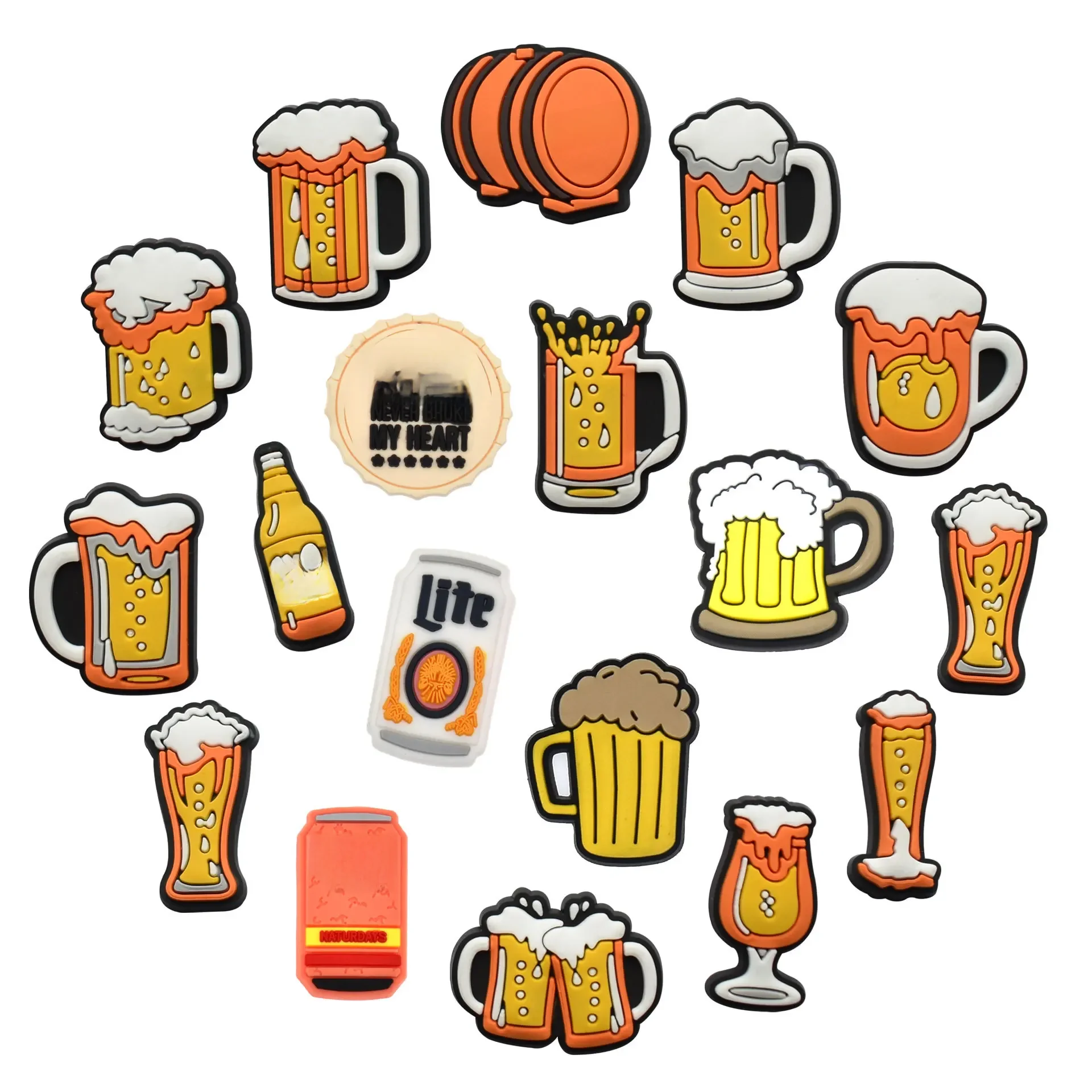 Breloques de chaussures de jeu de bière en PVC, 1 pièce, pour crocs, Badge sabots, boucle, épingles pour enfants, décoration, accessoires de chaussures en jean, noël