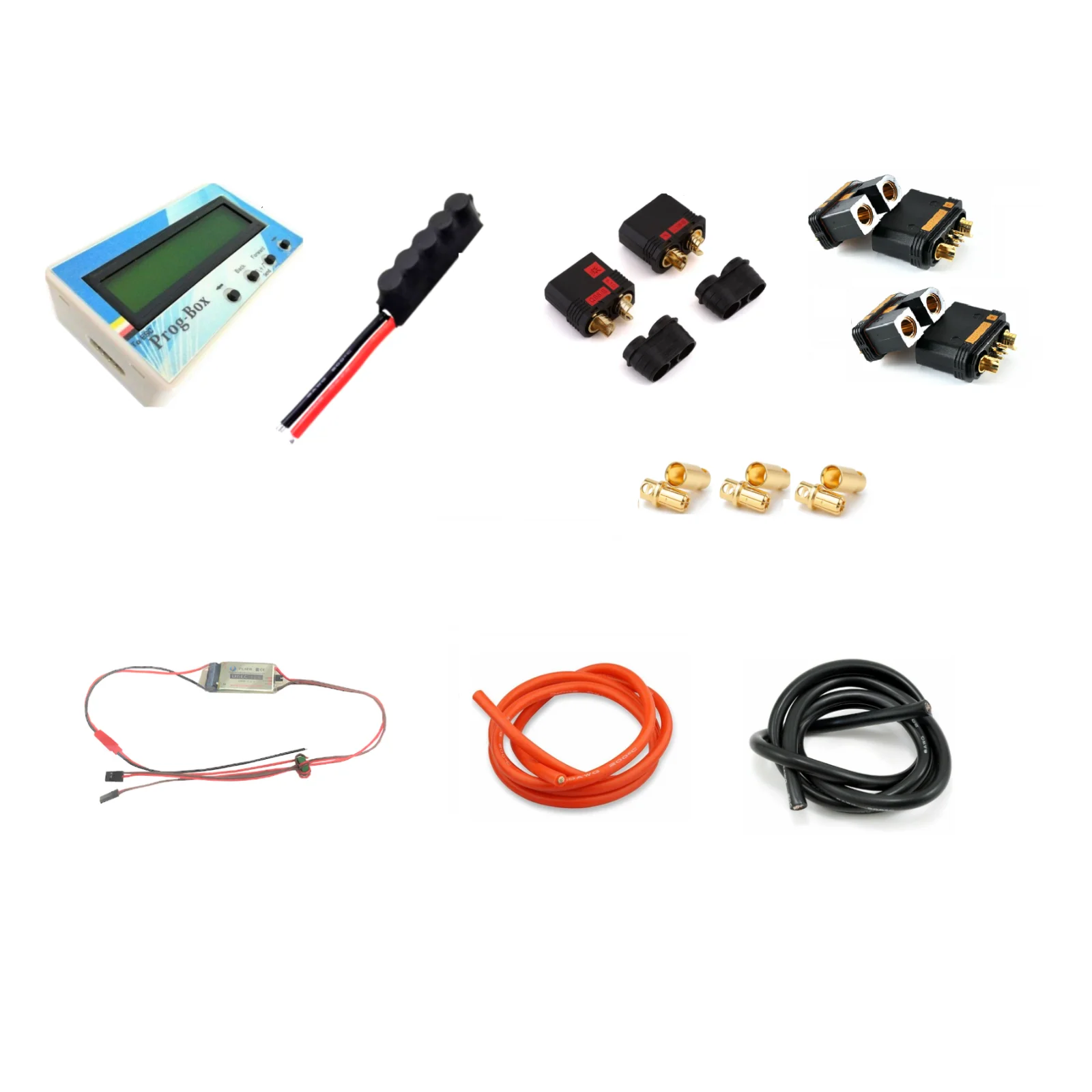 Acessories for Flier & R-Snake ESC: Programming-Box, UBEC, CapPack, QS8, QS10, 8mm Bullet Connectors, 8AWG or 6AWG Wire