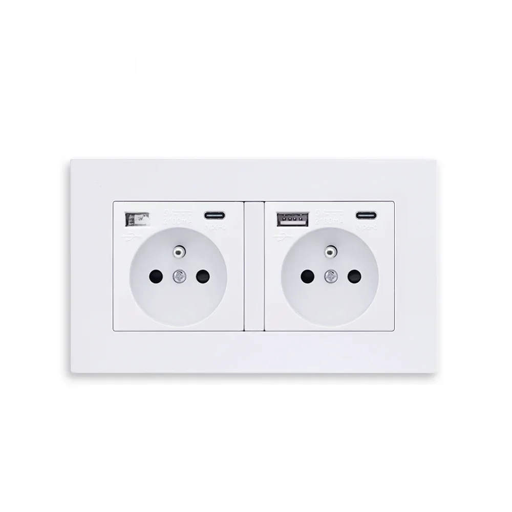 EIOMR – Double prise USB murale française, 16a, 5V, 2100mA, avec Ports USB, prises électriques 146MM x 86MM, prise de courant Standard ue Type C