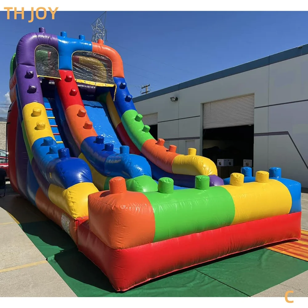 Corrediça de água inflável gigante comercial personalizada de 7x3.5m 23x11 pés, corrediça de água de festa inflável ao ar livre com piscina