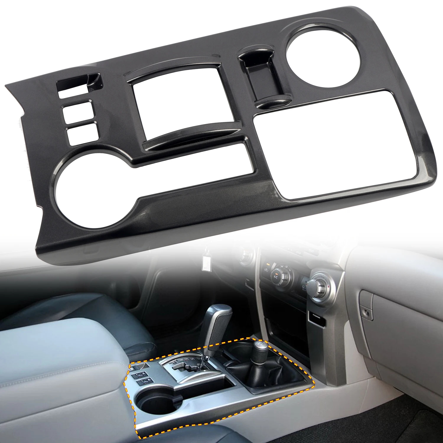 

Fit For Toyota 4Runner 2010-2021 Car Accessories ABS Metallic Black Gear Position Panel Cover Trim LHD!