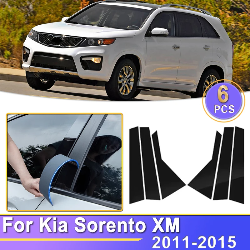 

Pillar Post Sticker For Kia Sorento XM 2011 2012 2013 2014 2015 Car Door Window Center Middle Column B C Pillar Post Cover Black