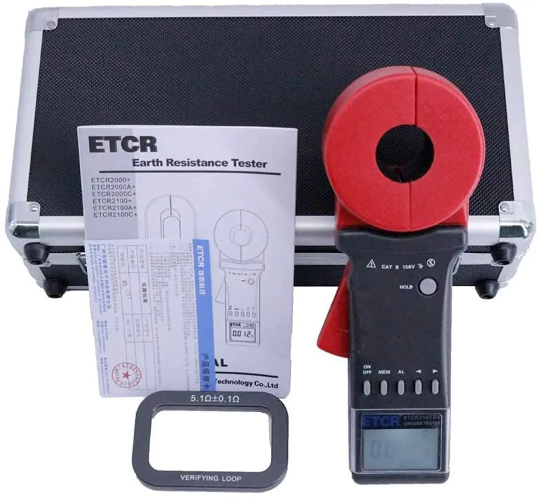 Ground Earth Resistance Tester Digital Clamp Resistance Meter With Range 0.01-200Ω 99 Sets Data Storage Function Alarm System