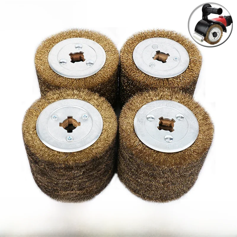 Loonpon 120x100x19mm tarcza polerska do polerowania metalu szczotka do polerowania drut stalowy powlekany miedzią wałek do gratowania narzędzia do polerowania — zdjęcie 2