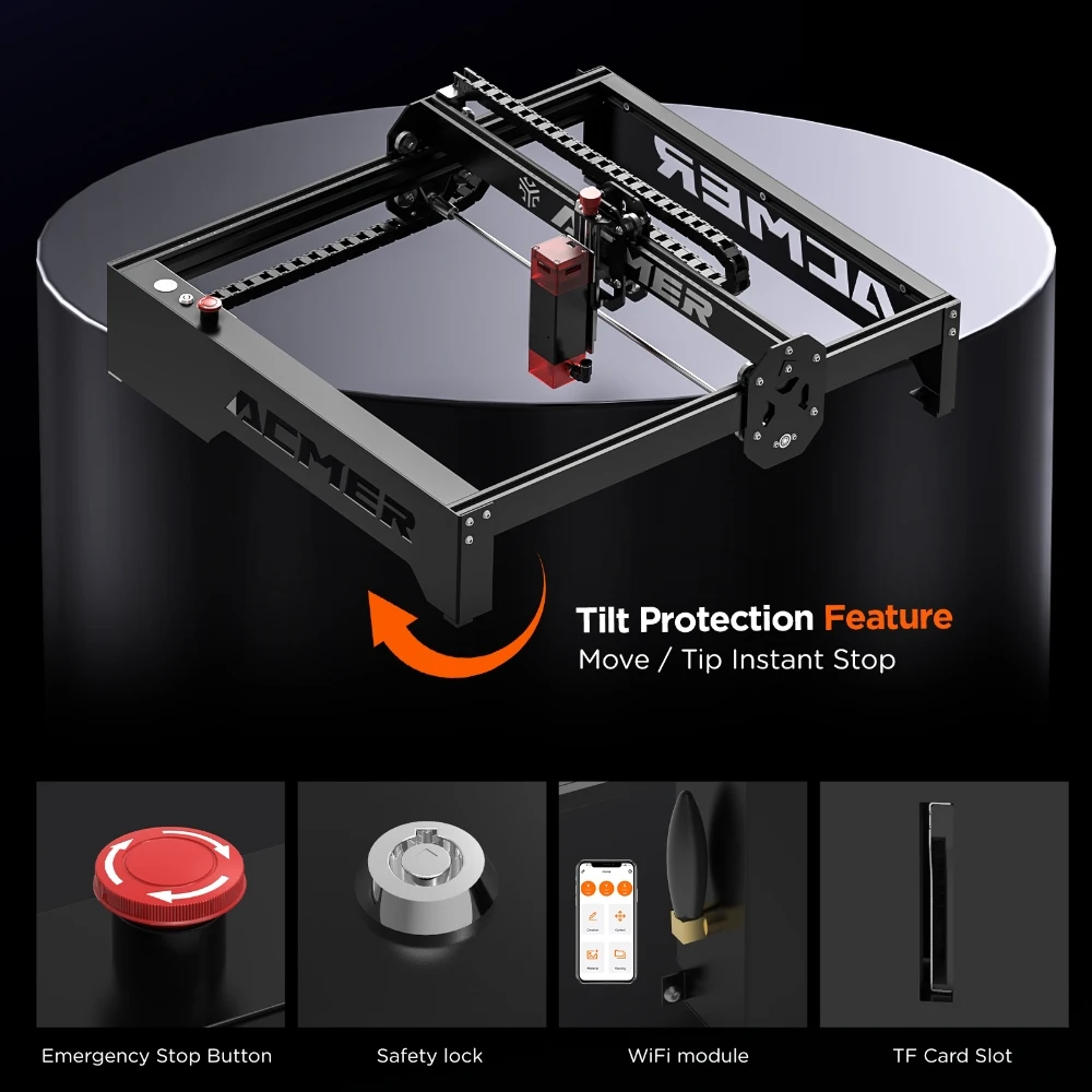 ACMER P1 10W Laser Engraver Tools Engraving Cutting Machine 400X410mm For Size Wood Metal Support Offline With Wifi Control