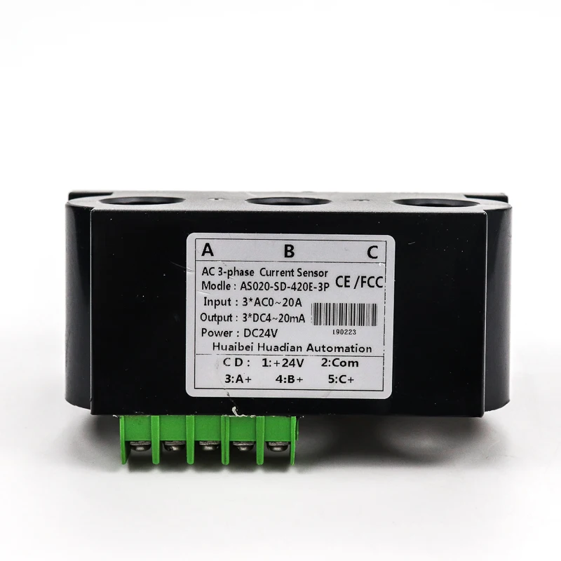 3 Phase AC Current Transmitter Input 0-500A AC Current Transducer DC 24V Power 4-20mA Output