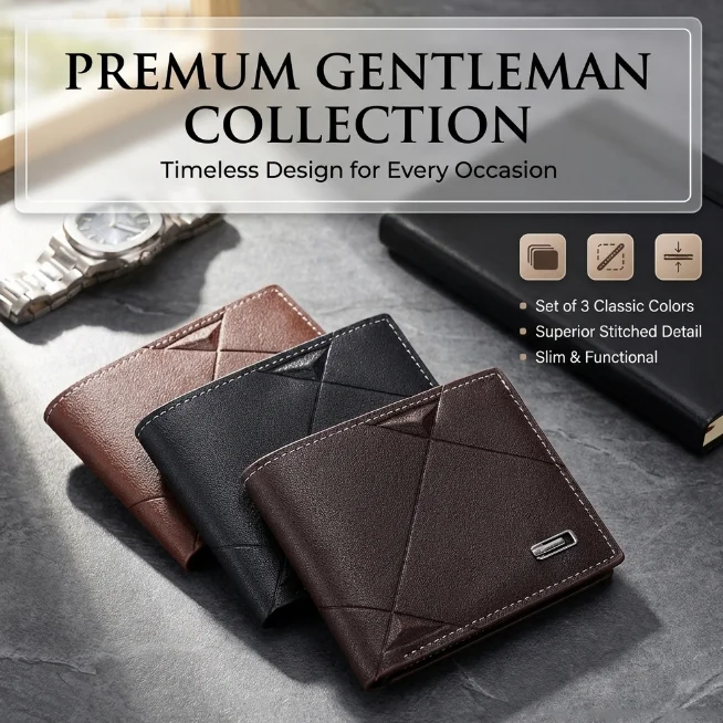 New Men\'s Wallet, Male, Short, Multi-Card, Fashion, Casual, Wallet, Male, Youth, Thin, Tri-Fold, Horizontal, Soft Bag