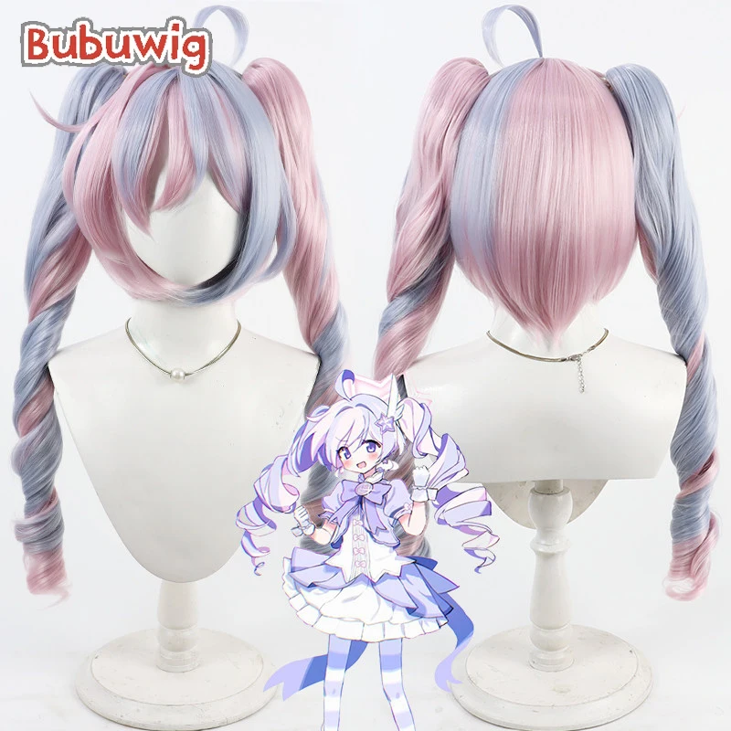 

Bubuwig Синтетические волосы Uzawa Reisa Косплей Парики Синий Архив Uzawa Reisa 60 см Волнистые розовые смешанные синие парики с хвостиком Термостойкие