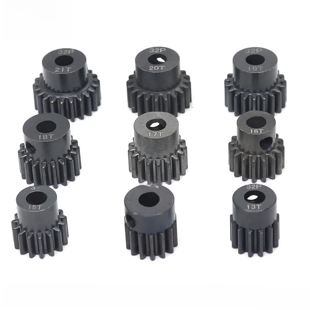 AJRC 32P M0.8 5mm 13T 14T 15T 16T 17T 18T 19T 20T 21T engrenage de moteur à pignon métallique en acier noir pour 1/10 slash TRX4 Rc modèle moteur de voiture