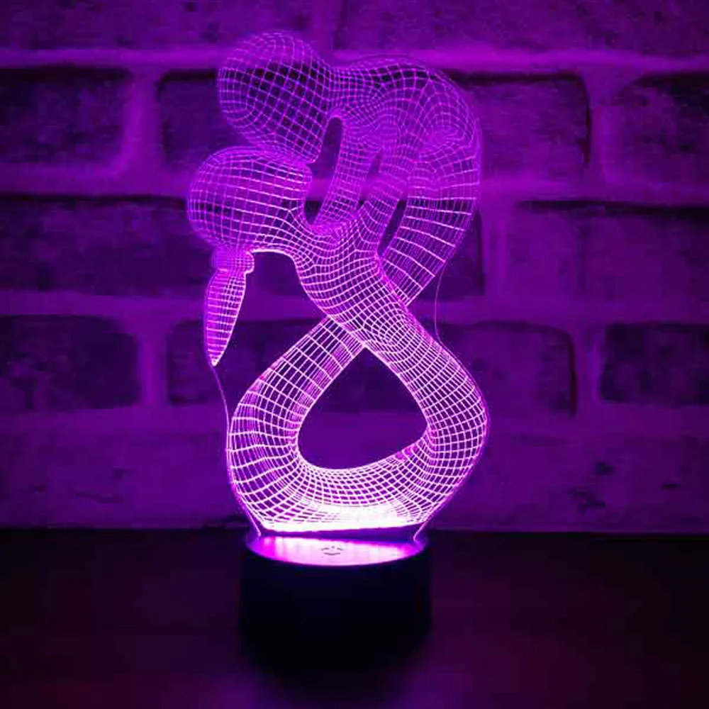 Lovers 3D Illusion Acrylic LED Night Light Gift for Valentines Day Xmas Decor Christmas Party Decoration Home Wedding Decoration