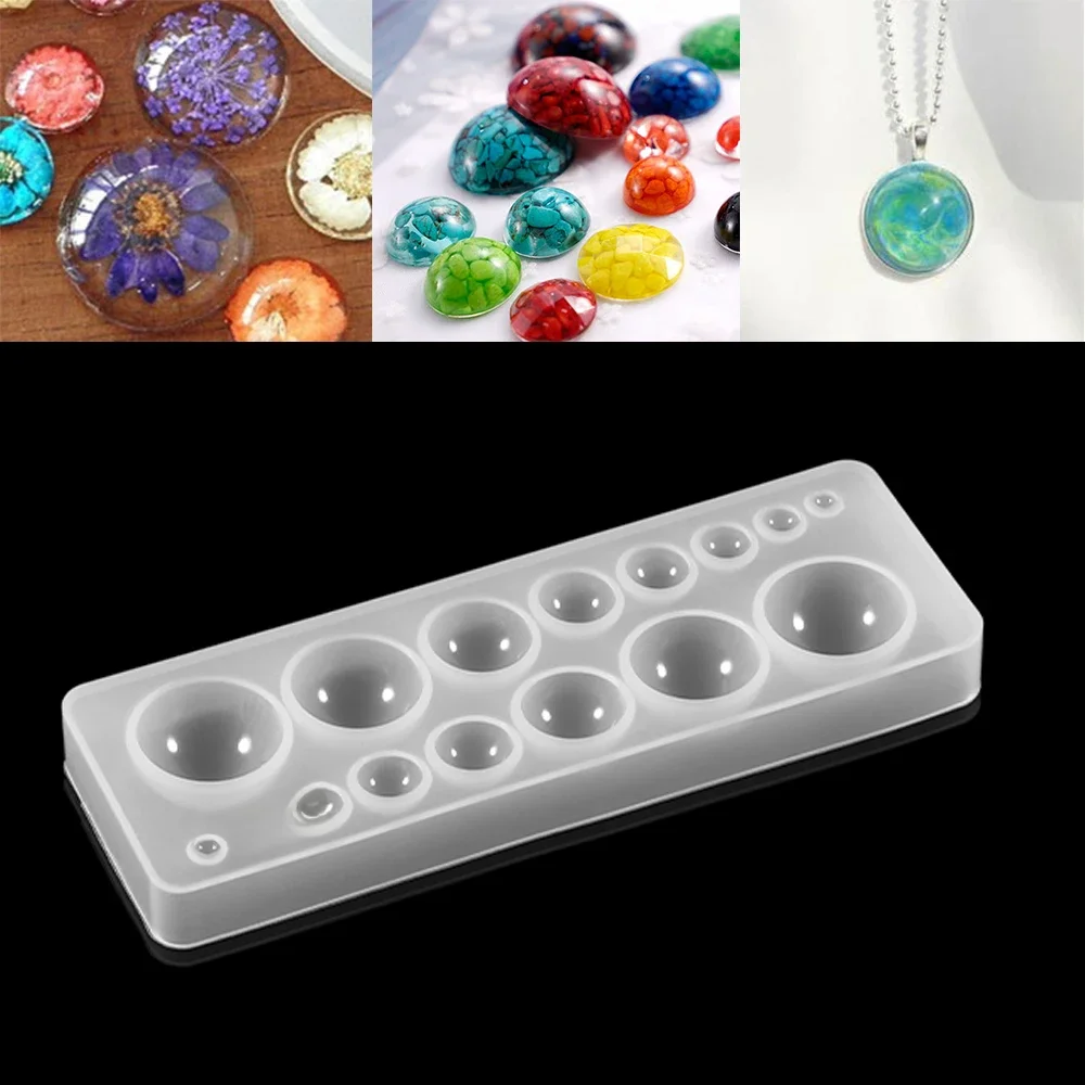 Moule en Silicone demi-boule, Cabochon Oblate, pendentif, résine, outil fait à la main, moules en résine époxy, fabrication de bijoux, 1 pièces