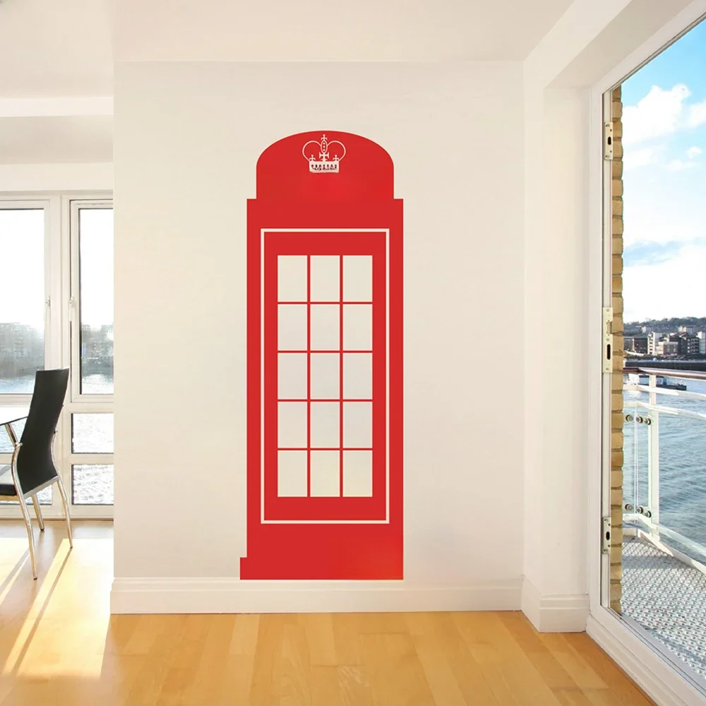 Duża London Pudełko Telefoniczne Naklejka Ścienna Salon Sofa Ogromna Retro UK Pudełko Telefoniczne Naklejka Ścienna Sypialnia Pokój Dziecięcy Winylowy Dekor Mural — zdjęcie 2