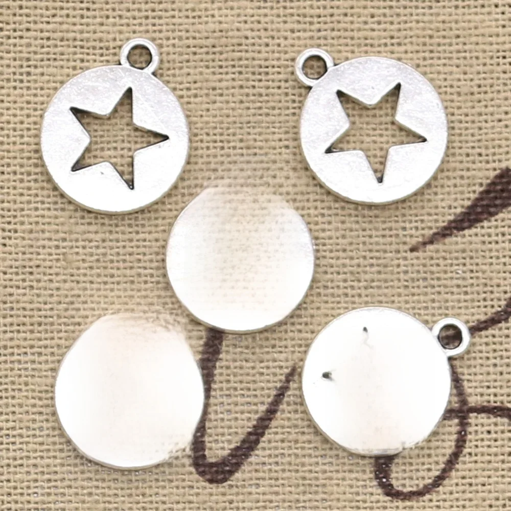 20 sztuk Charms Hollow gwiazda wyciąć 18x15mm antyczne srebro kolor Plated wisiorki dokonywanie DIY Handmade tybetański srebrny kolor biżuteria — zdjęcie 2