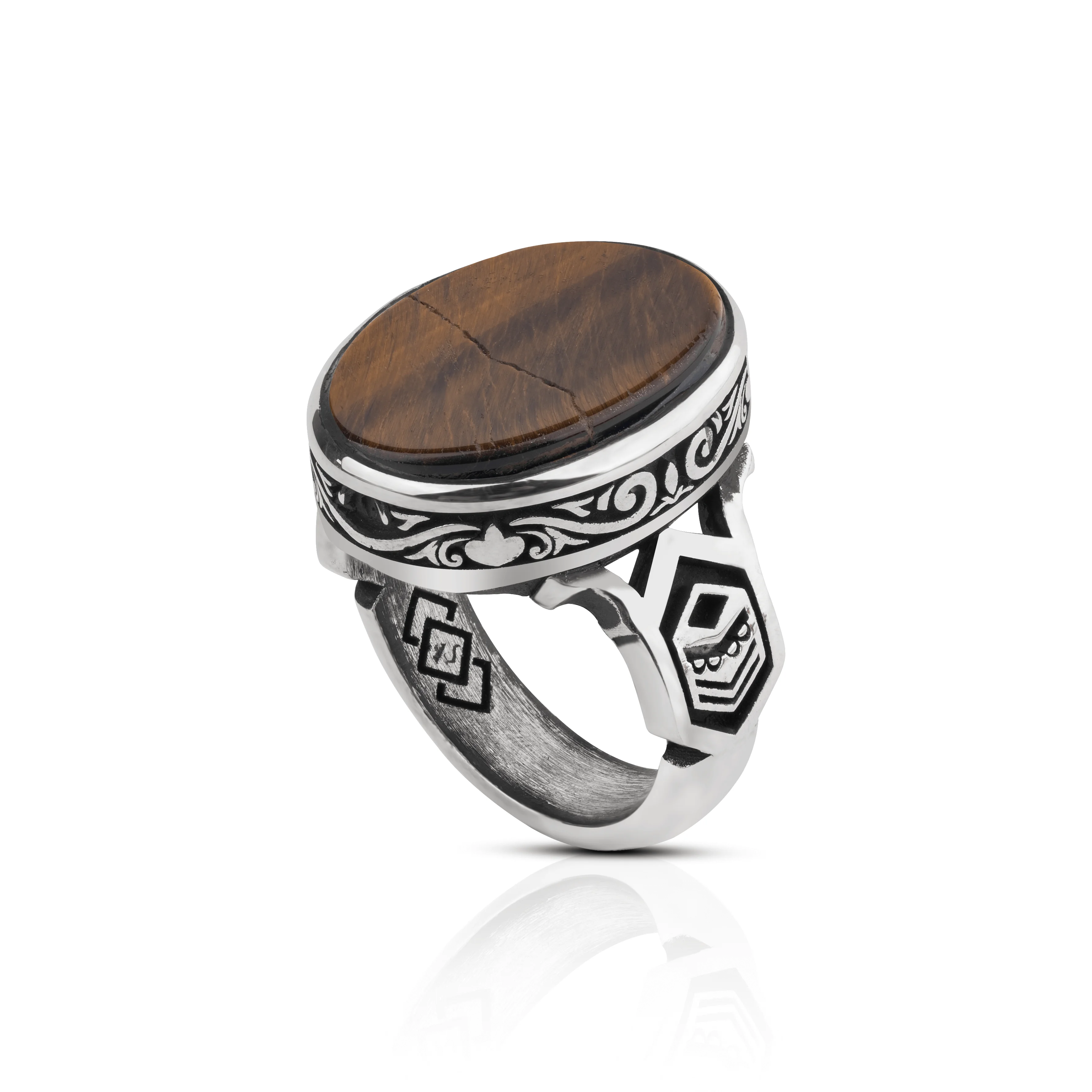 

Silver ring 925 Tiger's eye stone ,, for men