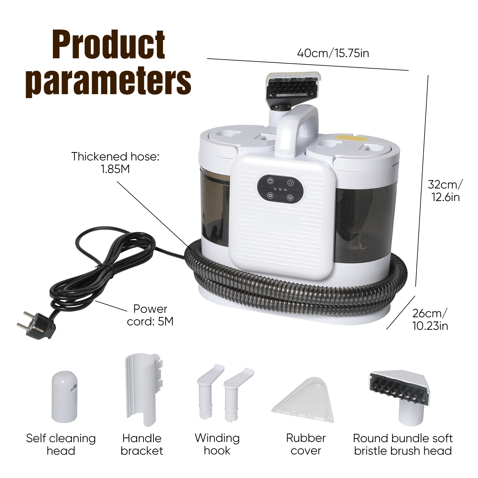 OWJHE 1650W Stoomreiniging Spray Machine 15KPa Zuig Tapijtreiniger Handheld Smart Huishoudapparaat voor Slaapbank Schoon