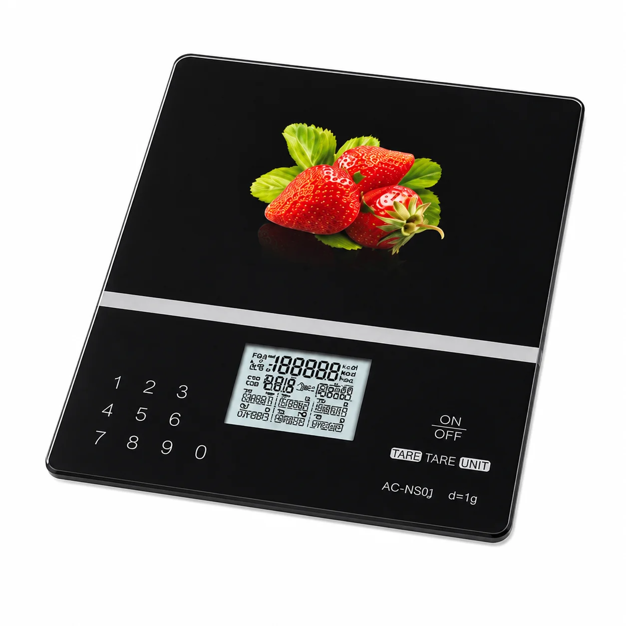 

Digital Nutritional Food Scale, 11 lb Kitchen Scale with LCD Display, Touch Control, 999 Food Codes, Calorie & Nutrition Calculator for Baking, Meal Prep and Portion Control