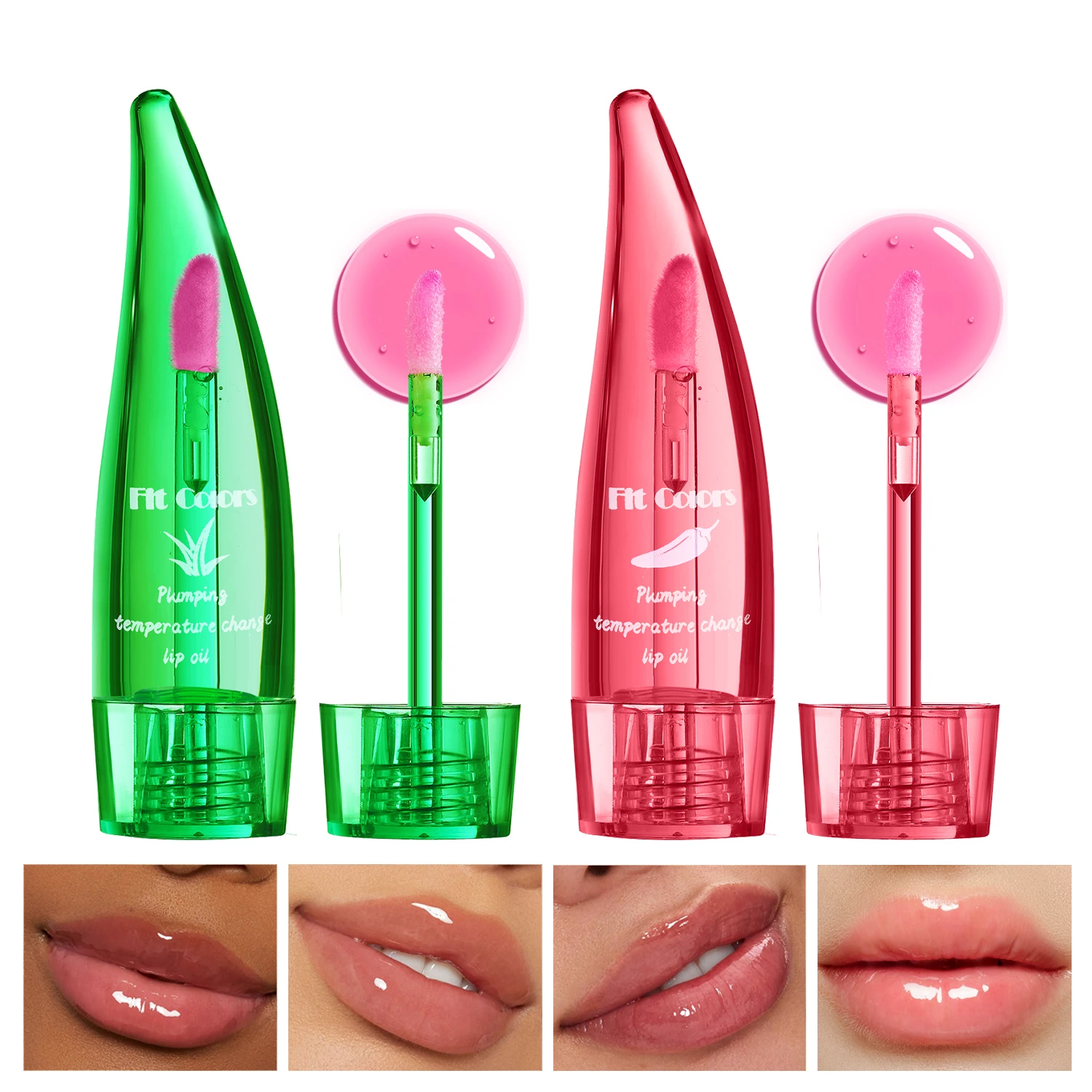 Aloe Vera & Chili Plumping Lip Oil | Temperature-Activated Color Change | Moisturizing & Hydrating Lip Gloss for Fuller Lips