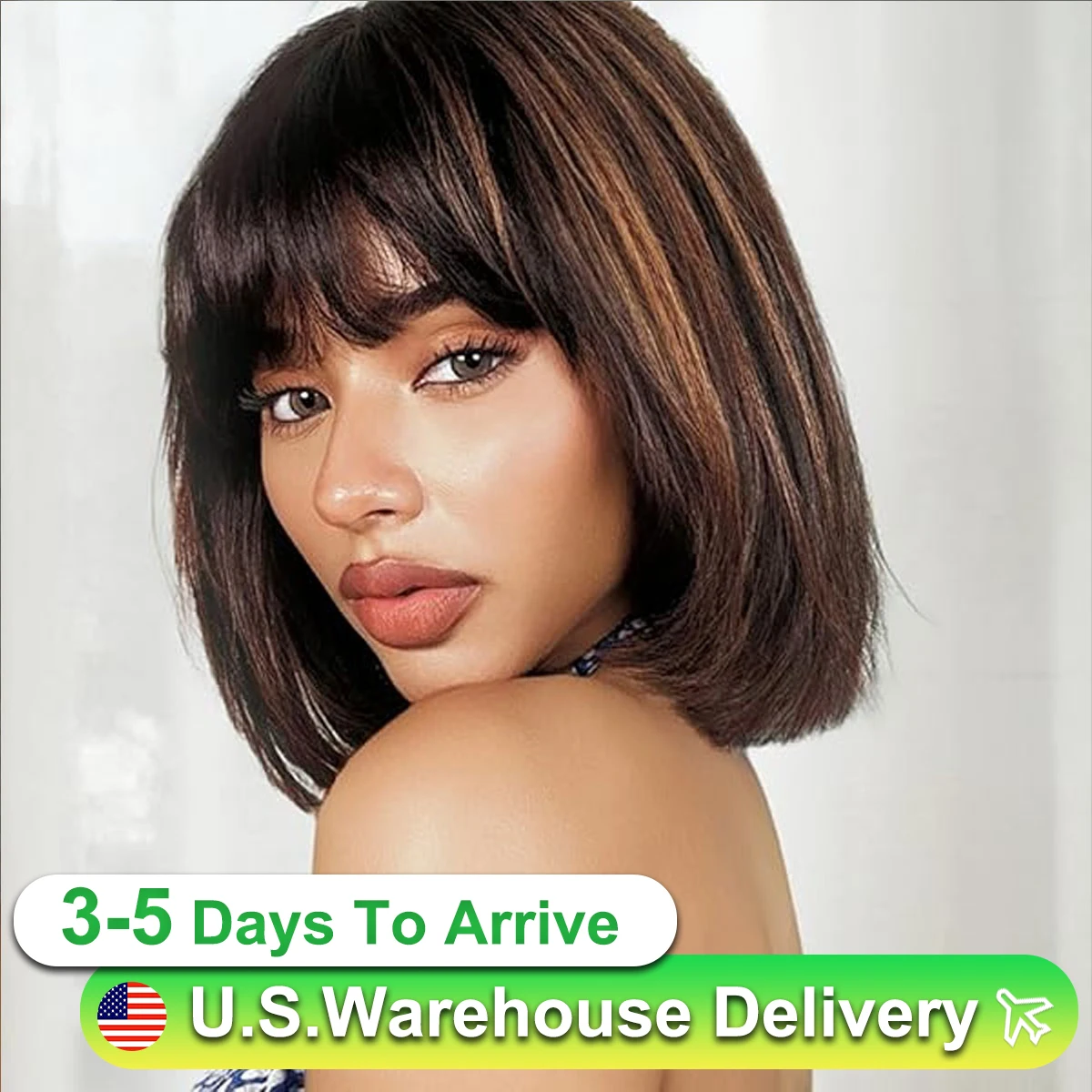 250Density 1/30 본 스트레이트 하이라이트 BOB 가발 2x1 HD 레이스 프론탈 스트레이트 가발 12인치 레미 브라운 옴브레 컬러 인모 가발