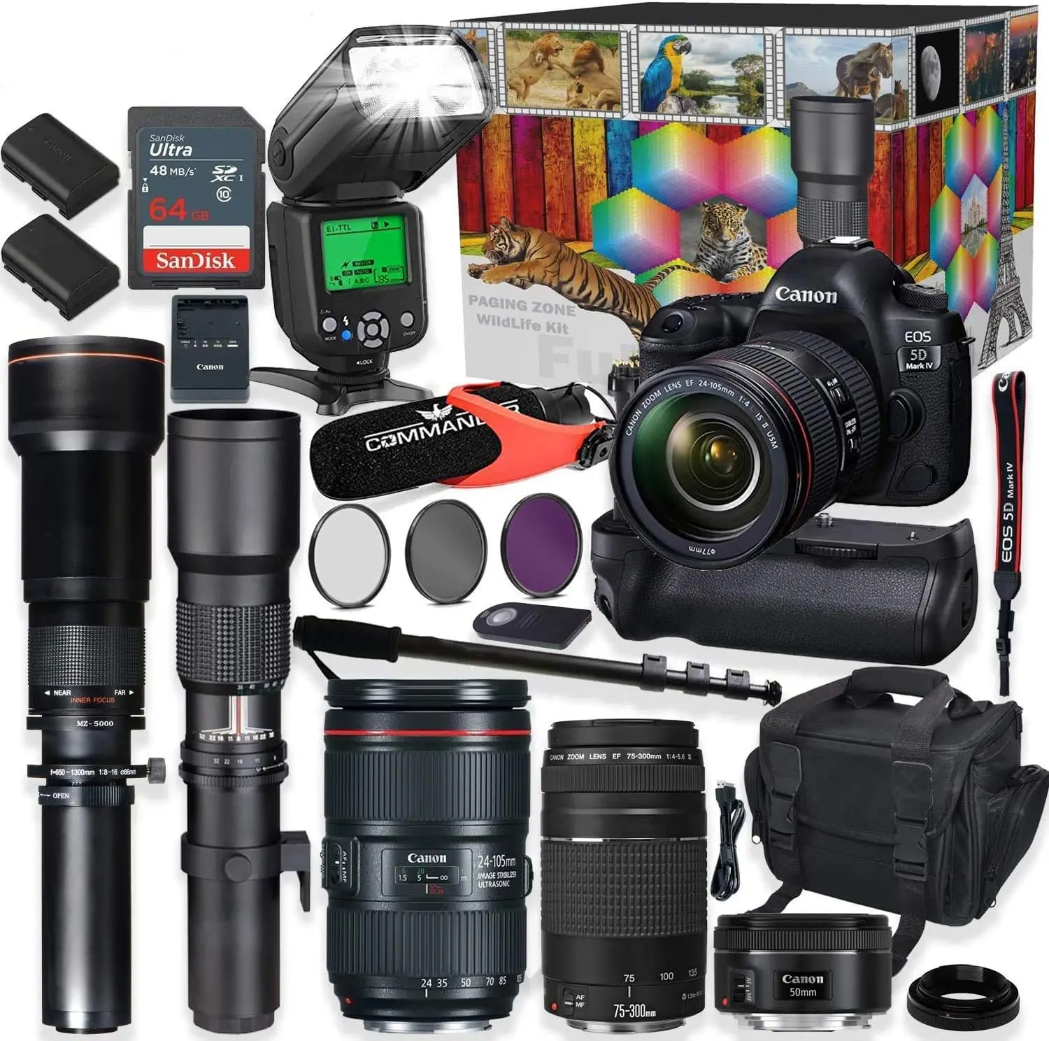 Canons EOS6D 5D Mark II DSLR Camera with EF 24-105mm USM Lens, WiFi Enabled with bundle