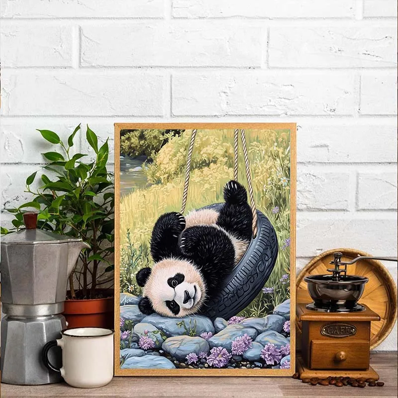 Diamond Painting Kits New Arrivals Funny Panda Diamond Picture Cross Stitch Product Animal In Forest Arts and Crafts Supplies