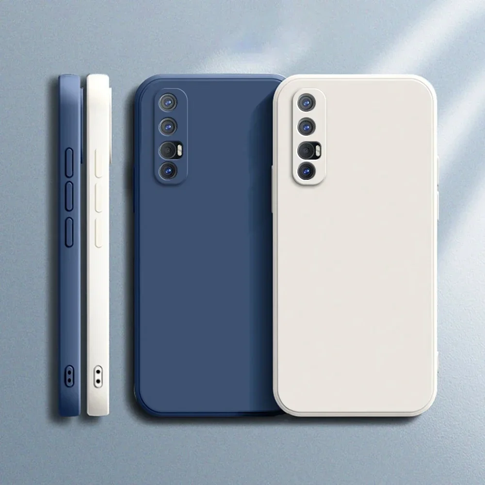 Coque de téléphone à flocage interne pour OPPO Find X2 Neo Pro Lite X2Neo 5G, bord droit souple, Protection de lentille en silicone liquide, couverture arrière
