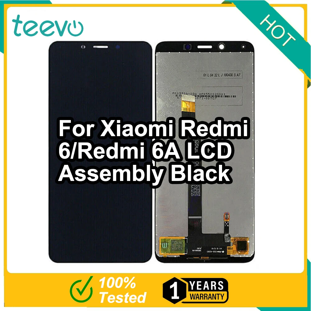 

ЖК-дисплей Teevo для Xiaomi Redmi 6/Redmi 6A, экран с сенсорным экраном и дигитайзером, черный