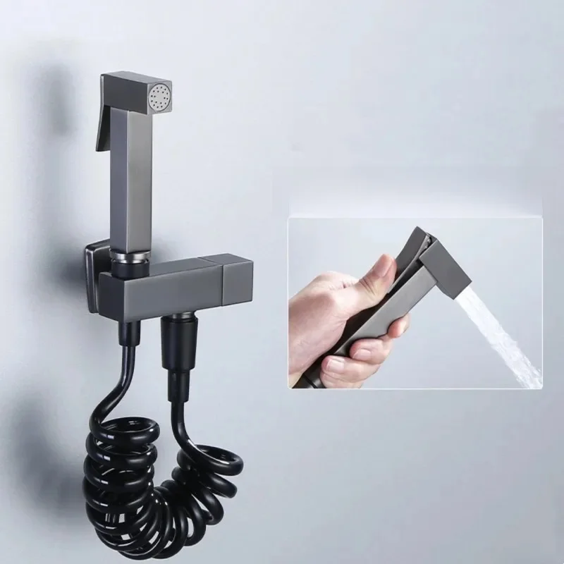 Robinet de bidet en laiton doré/gris anthracite, pulvérisateur de bidet portatif pour toilettes, ensemble hygiénique, douchette WC, robinet d'eau froide simple, auto-nettoyant